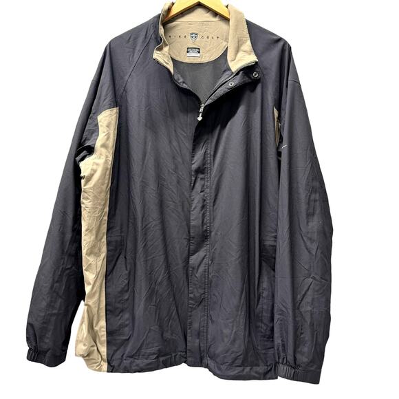 Nike Golf Jacket Mens XXL Black Tan Storm Fit Full Zip Snap Mesh Lined - Picture 1 of 10